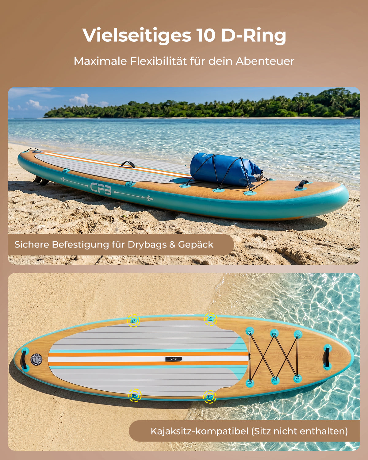Premium Inflatable SUP Board 10'6'' – Stabil & Kippsicher – Hochdruck Drop-Stitch Technologie – Rutschfeste EVA-Deckfläche – Ideal für Anfänger & Fortgeschrittene