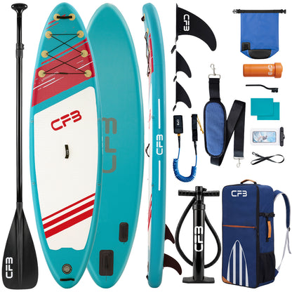 CFB Stand Up Paddling Board Aufblasbar 320x84x15cm, Extra Breites SUP Board Set für Erwachsene & Anfänger, Max 130kg, mit Tragegurt, Doppelhubpumpe & 5L Dry Bag