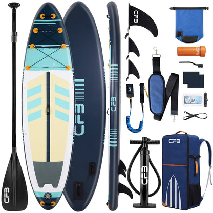 CF3 Stand Up Paddle Board 10'6'' – Aufblasbares SUP Board Set mit Paddel & Pumpe – Rutschfestes Allround Paddleboard für Erwachsene & Anfänger – Touring & Freizeit