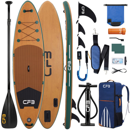 CFB Stand Up Paddling Board Aufblasbar 320x84x15cm, Extra Breites SUP Board Set für Erwachsene & Anfänger, Max 130kg, mit Tragegurt, Doppelhubpumpe & 5L Dry Bag