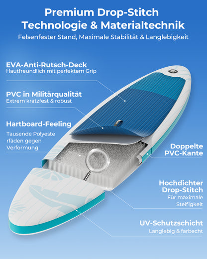 CFB aufblasbares SUP-Board 320cm - Premium Stand Up Paddle Board für alle Gewässer, stabil und langlebig, ideal für Anfänger & Profis, inkl. komplettes Zubehör