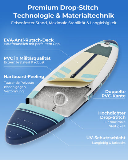 CF3 Stand Up Paddle Board 10'6'' – Aufblasbares SUP Board Set mit Paddel & Pumpe – Rutschfestes Allround Paddleboard für Erwachsene & Anfänger – Touring & Freizeit