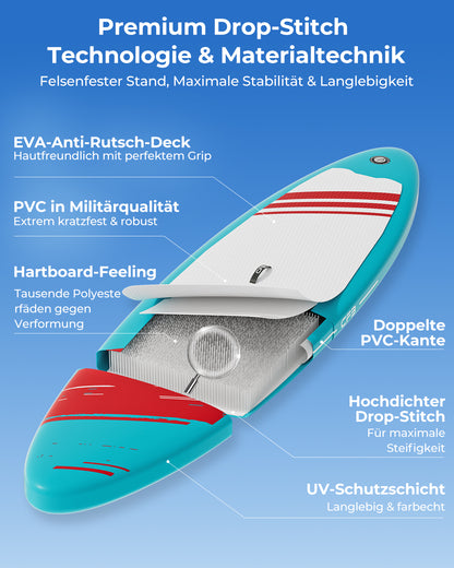 CFB Stand Up Paddling Board Aufblasbar 320x84x15cm, Extra Breites SUP Board Set für Erwachsene & Anfänger, Max 130kg, mit Tragegurt, Doppelhubpumpe & 5L Dry Bag
