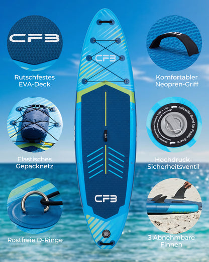 CF3 Premium SUP Board – Allround Stand Up Paddle Board für Anfänger & Fortgeschrittene