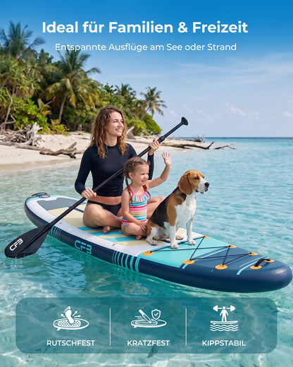 CF3 Stand Up Paddle Board 10'6'' – Aufblasbares SUP Board Set mit Paddel & Pumpe – Rutschfestes Allround Paddleboard für Erwachsene & Anfänger – Touring & Freizeit