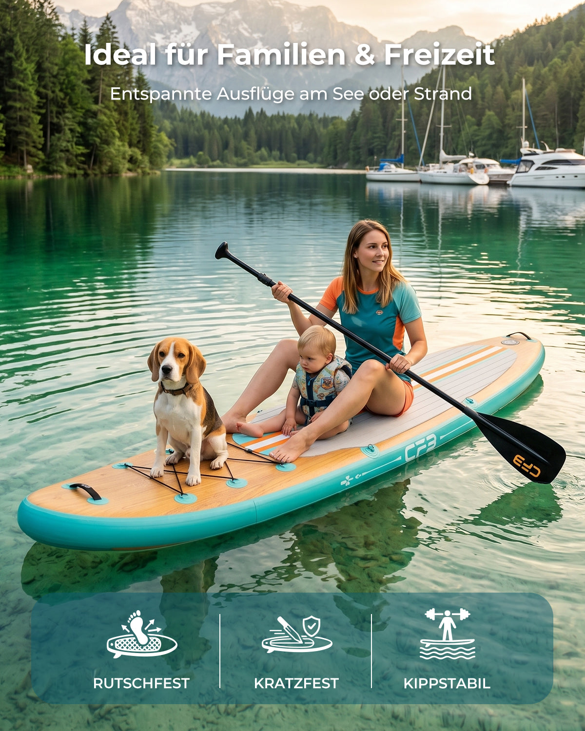 Premium Inflatable SUP Board 10'6'' – Stabil & Kipp­sicher – Hochdruck Drop-Stitch Technologie – Rutschfeste EVA-Deckfläche – Ideal für Anfänger & Fortgeschrittene