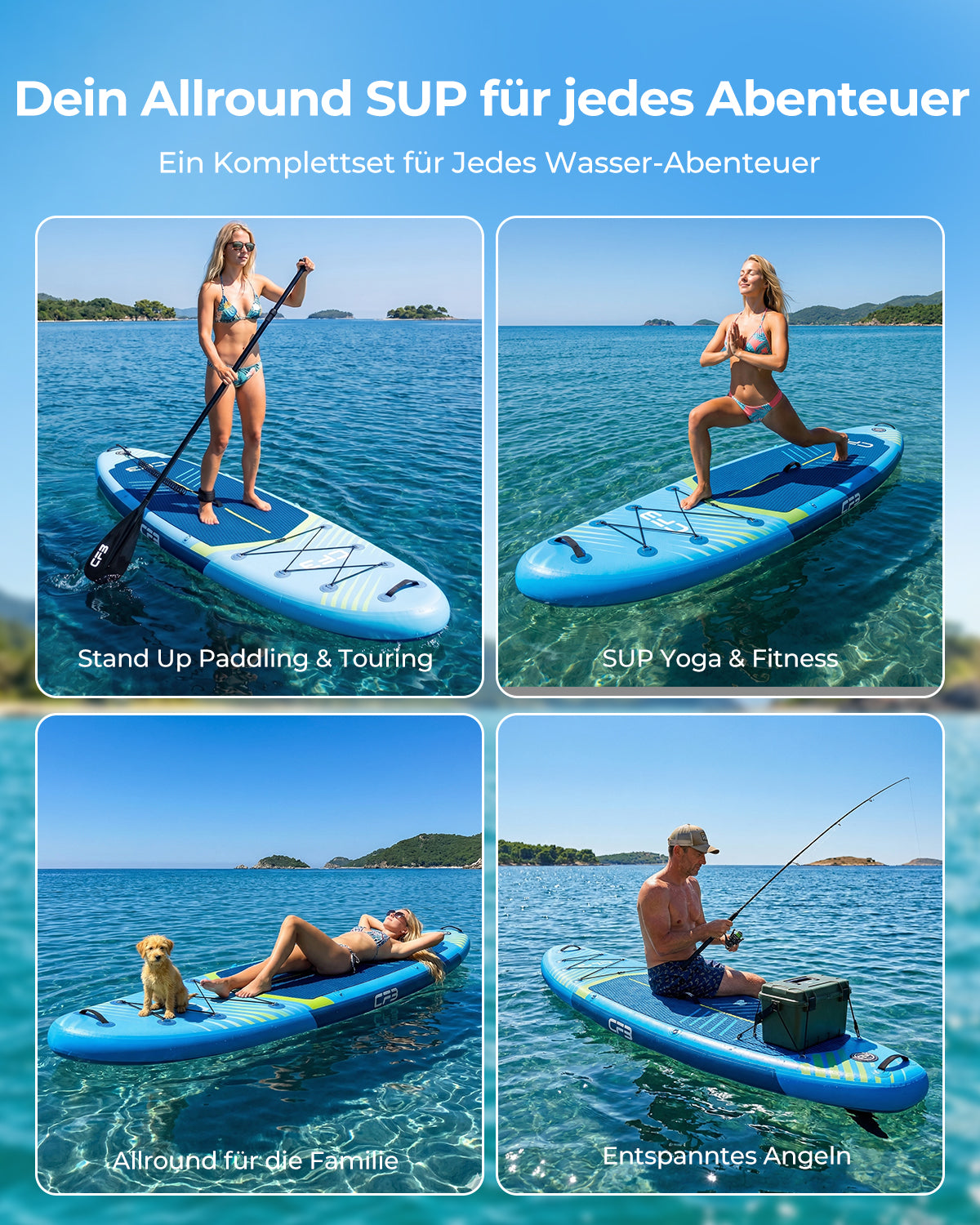 CF3 Premium SUP Board – Allround Stand Up Paddle Board für Anfänger & Fortgeschrittene