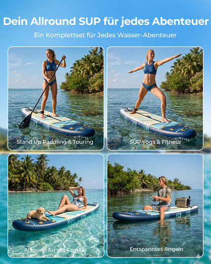 CF3 Stand Up Paddle Board 10'6'' – Aufblasbares SUP Board Set mit Paddel & Pumpe – Rutschfestes Allround Paddleboard für Erwachsene & Anfänger – Touring & Freizeit