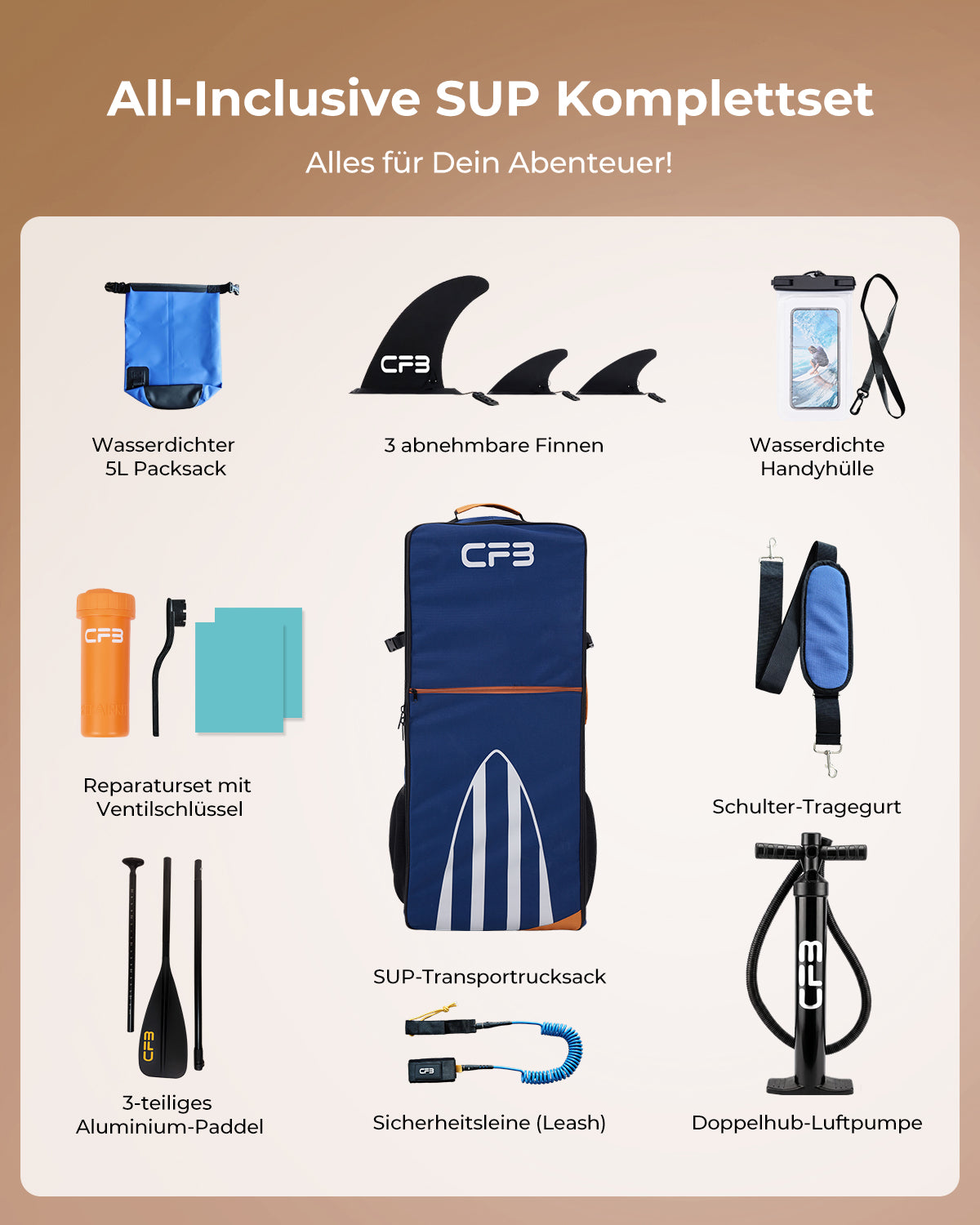 Premium Inflatable SUP Board 10'6'' – Stabil & Kipp­sicher – Hochdruck Drop-Stitch Technologie – Rutschfeste EVA-Deckfläche – Ideal für Anfänger & Fortgeschrittene